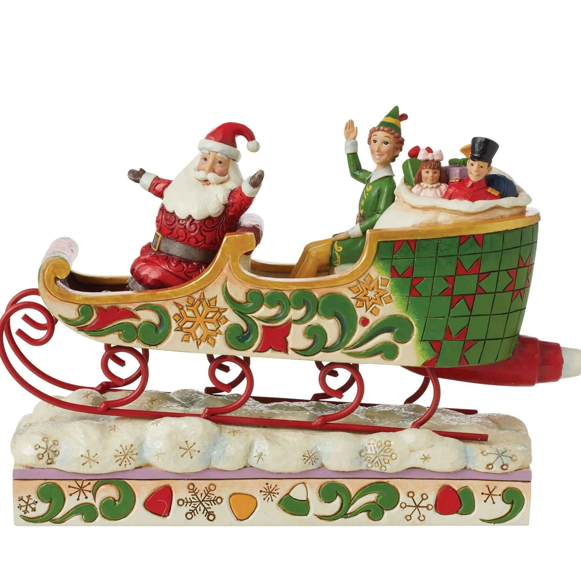 Elf by Jim Shore Buddy Elf With Santa In Sleigh