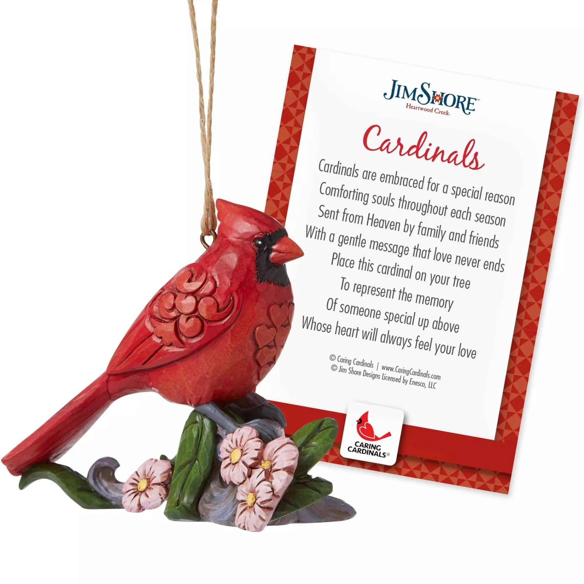 Jim Shore Heartwood Creek Caring Cardinals Flower Orn