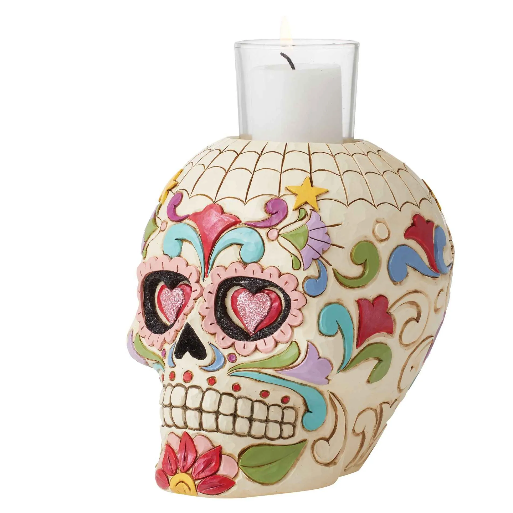 Jim Shore Heartwood Creek Day Of Dead Skull Candleholder