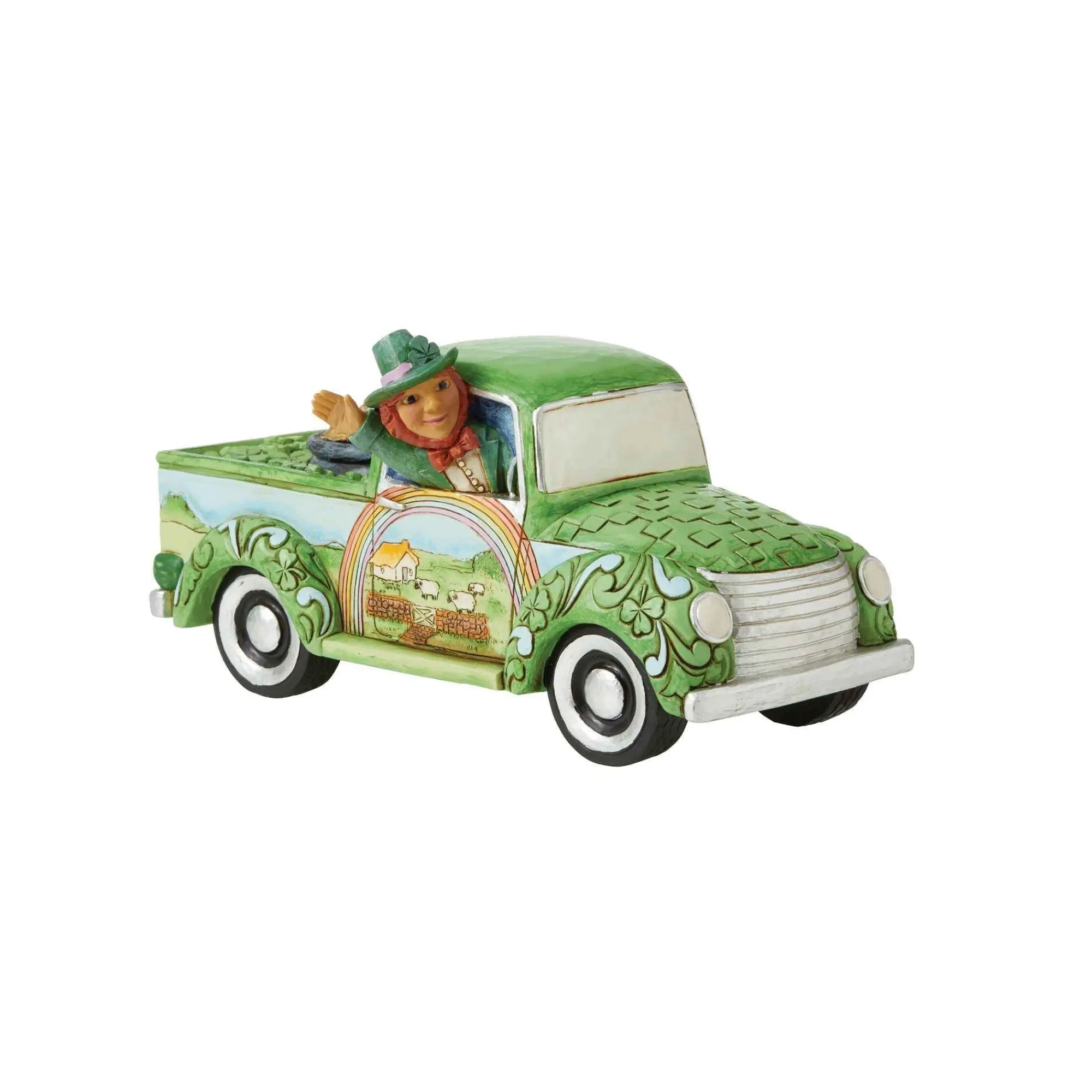 Jim Shore Heartwood Creek Leprechaun In Green Truck
