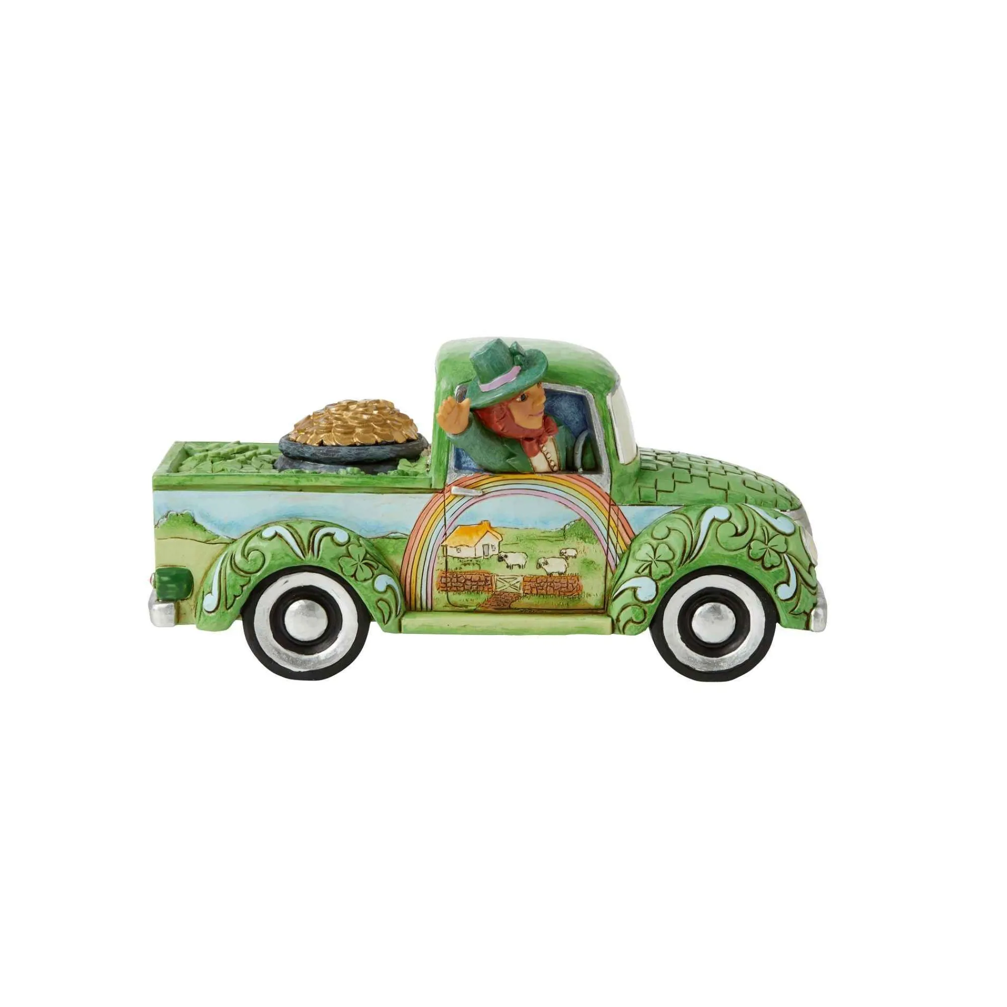 Jim Shore Heartwood Creek Leprechaun In Green Truck
