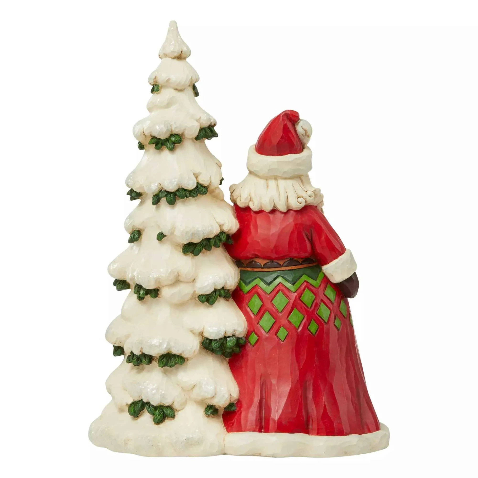Jim Shore Heartwood Creek Santa Next To Tree With Toybag