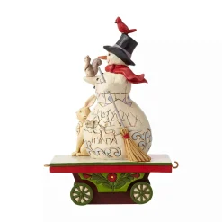 Jim Shore Heartwood Creek Snowman On Train Car