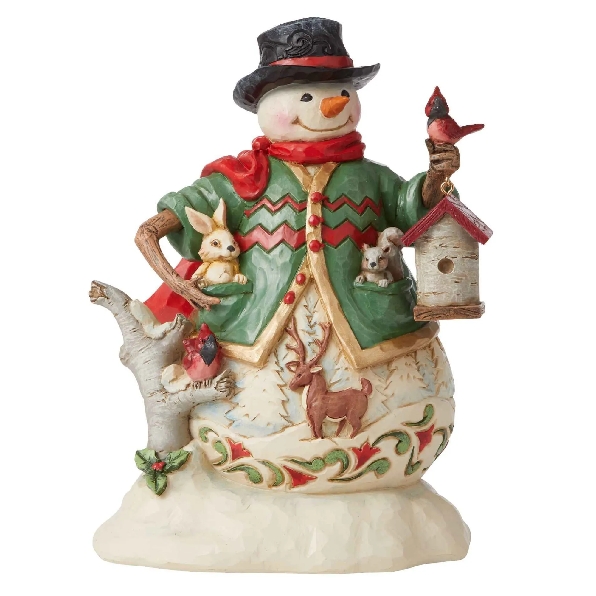 Jim Shore Heartwood Creek Snowman With Birch Birdhouse