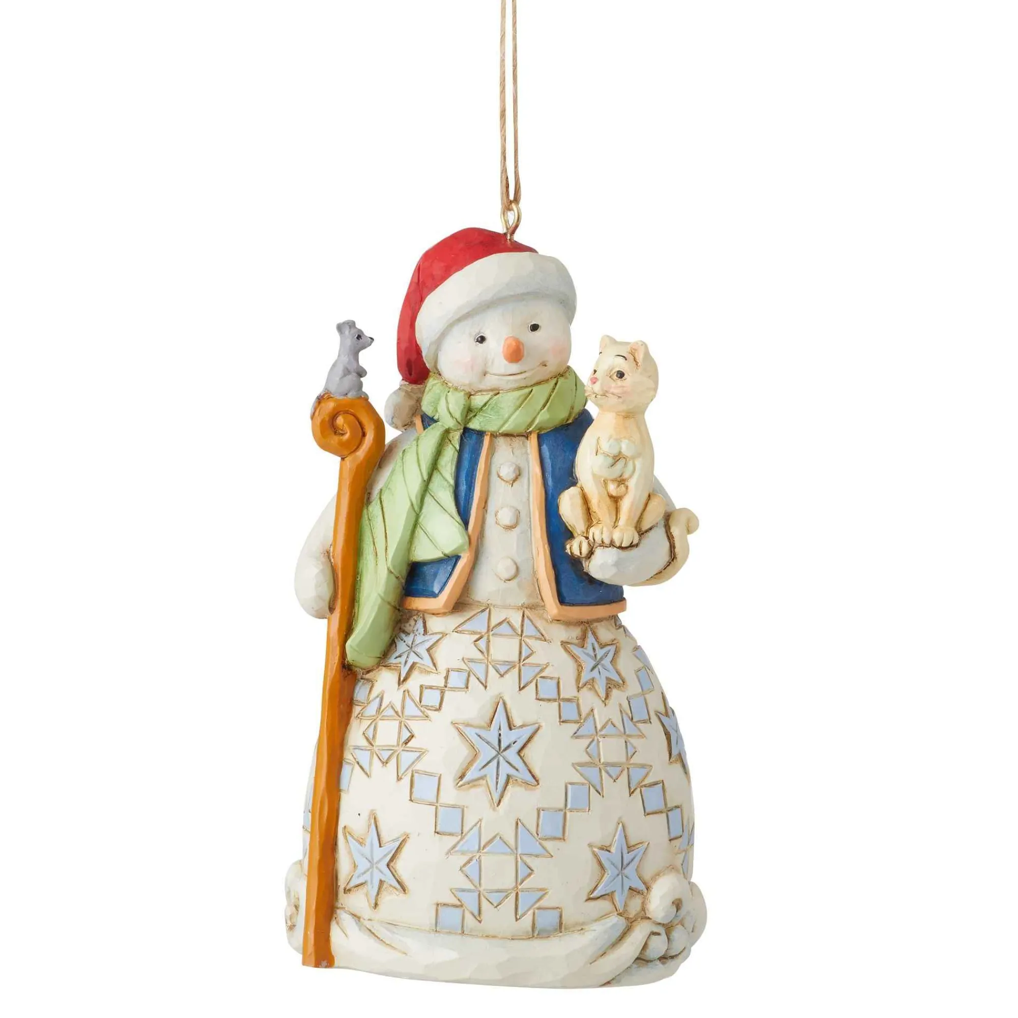 Jim Shore Heartwood Creek Snowman With Cat Ornament