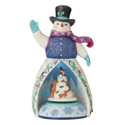 Jim Shore Heartwood Creek Snowman W/Tree Lighted Rotator
