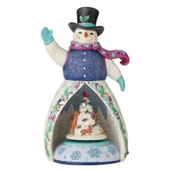 Jim Shore Heartwood Creek Snowman W/Tree Lighted Rotator
