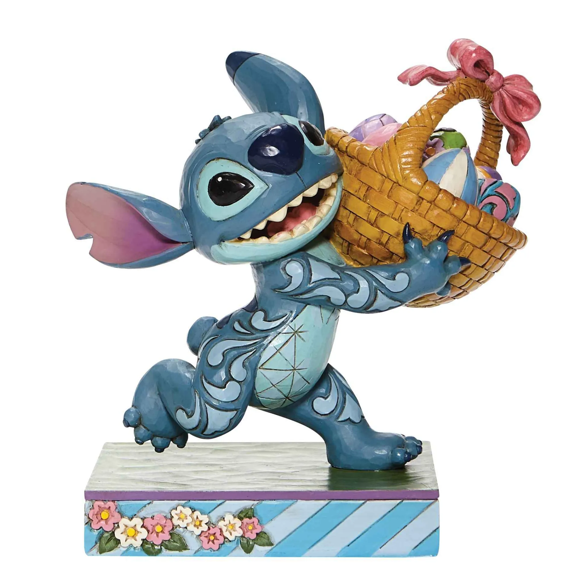 Disney Traditions Stitch Running W/Easter Basket