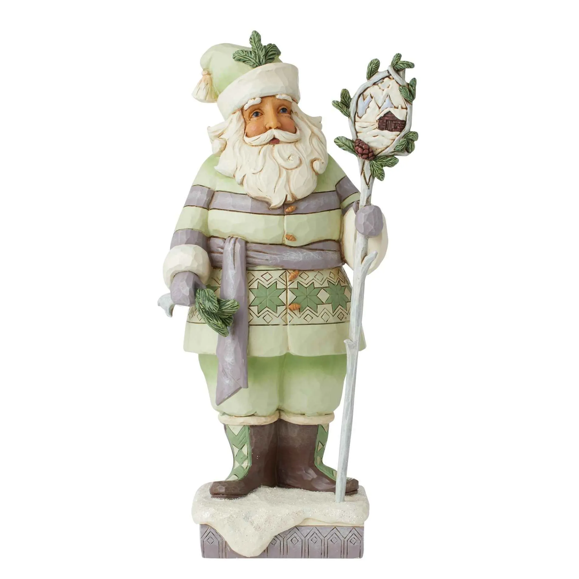 Jim Shore Heartwood Creek White Woodland Santa W/Staff