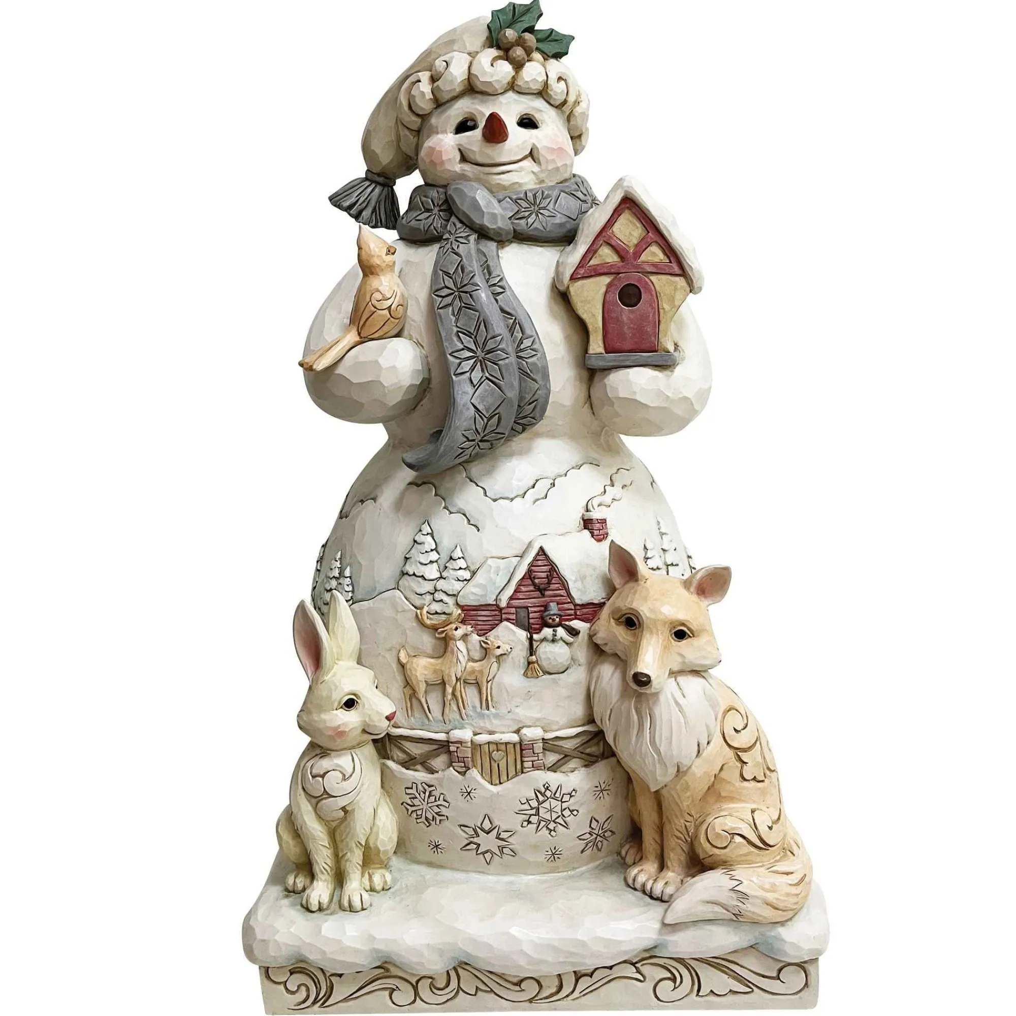 Jim Shore Heartwood Creek White Woodland Snowman Statue