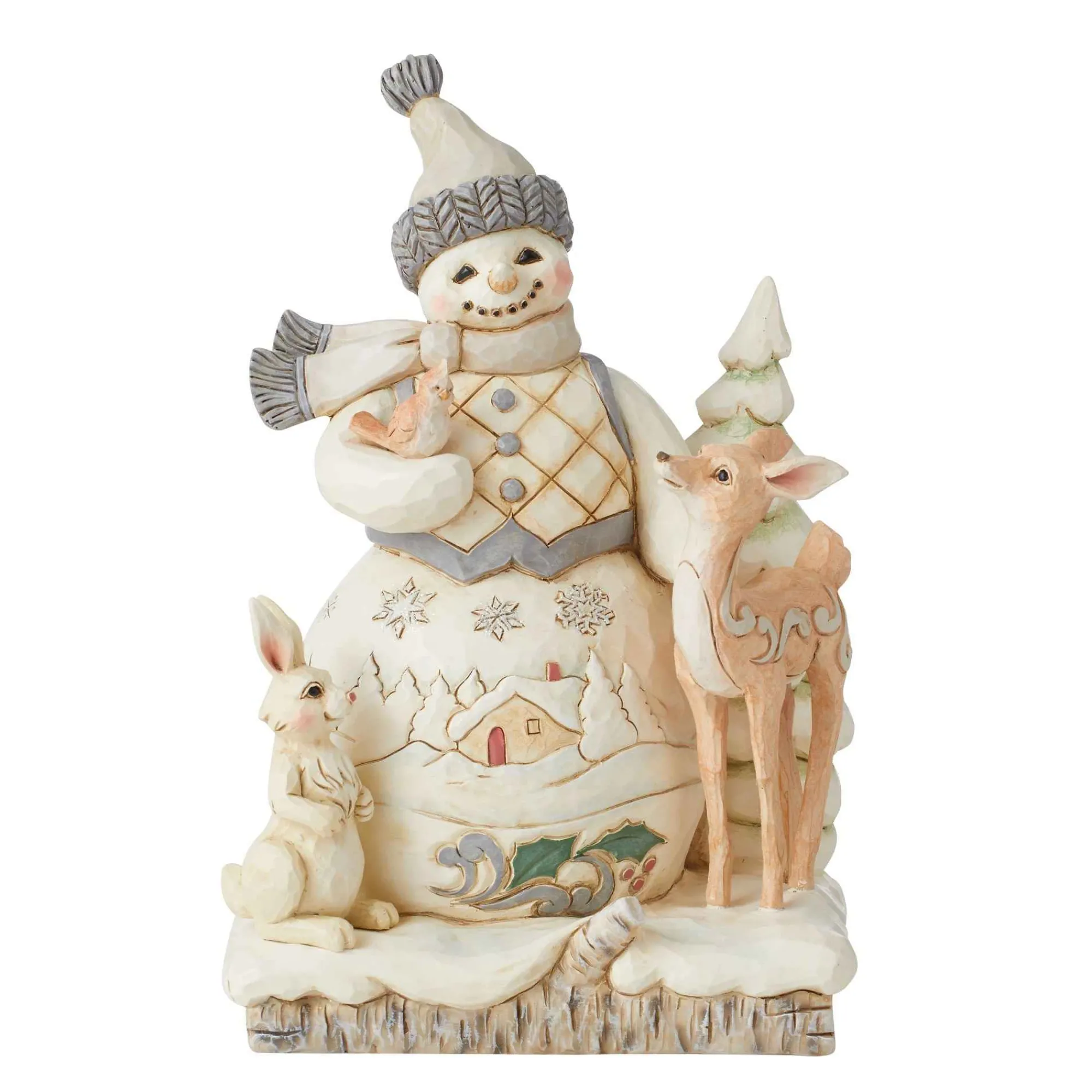 Jim Shore Heartwood Creek White Woodland Snowman W/Deer