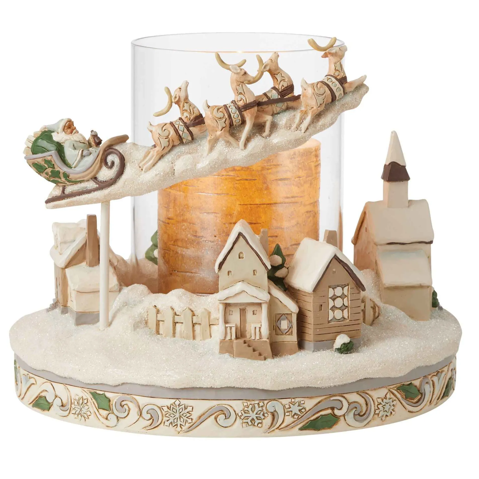 Jim Shore Heartwood Creek Woodland Santa Sleigh Cndlring